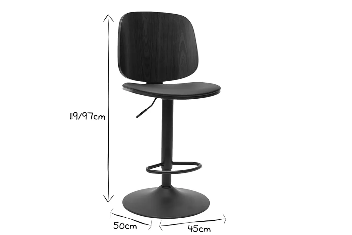 Miliboo Tabouret De Bar-Tabouret de bar ajustable noir et noyer BECK