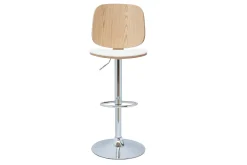 Miliboo Tabouret De Bar-Tabouret de bar ajustable design blanc et bois clair BECK