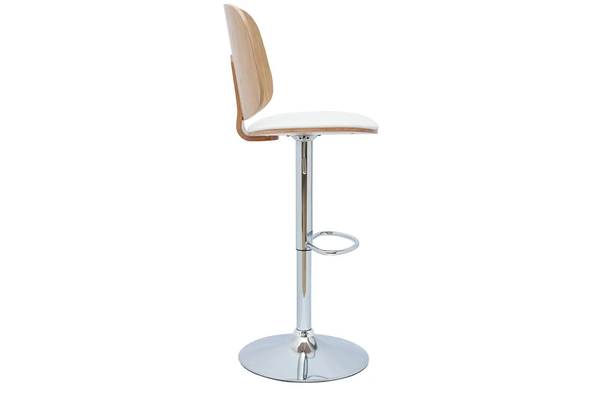Miliboo Tabouret De Bar-Tabouret de bar ajustable design blanc et bois clair BECK