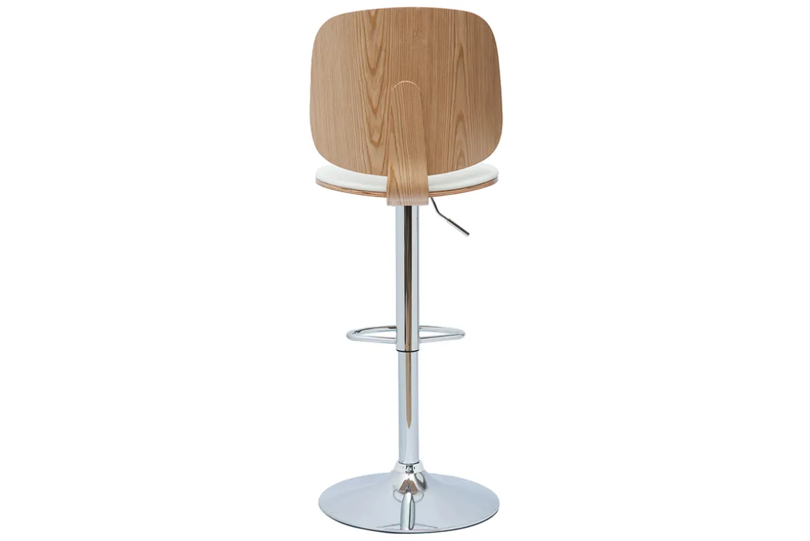 Miliboo Tabouret De Bar-Tabouret de bar ajustable design blanc et bois clair BECK