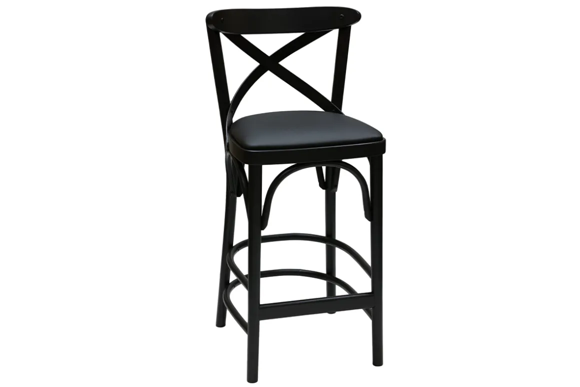 Miliboo Tabouret De Bar-Tabouret de bar bistrot hêtre massif noir H65 cm MARCEL