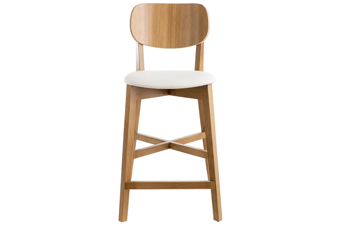 Miliboo Tabouret De Bar-Tabouret de bar bois clair chêne et blanc H65 cm LUCIA