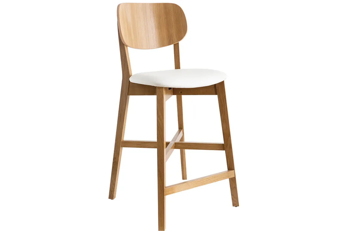 Miliboo Tabouret De Bar-Tabouret de bar bois clair chêne et blanc H65 cm LUCIA