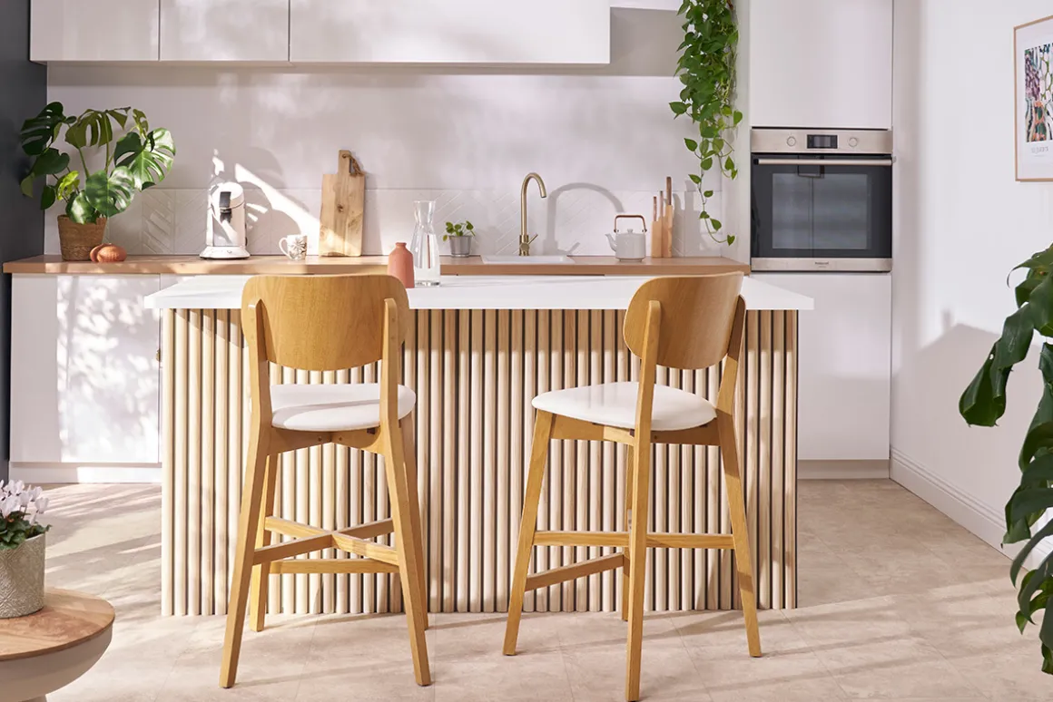 Miliboo Tabouret De Bar-Tabouret de bar bois clair chêne et blanc H65 cm LUCIA