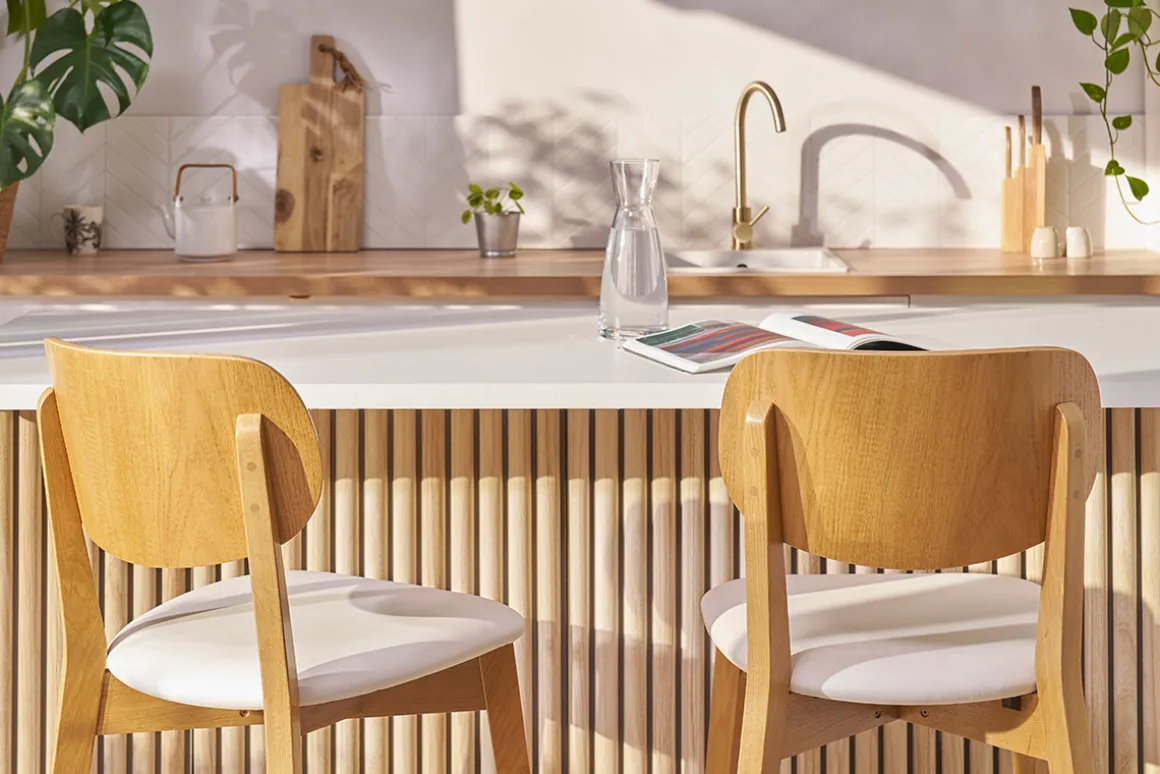 Miliboo Tabouret De Bar-Tabouret de bar bois clair chêne et blanc H65 cm LUCIA