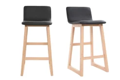 Miliboo Tabouret De Bar-Tabouret de bar bois clair et PU noir 65cm lot de 2 OSAKA