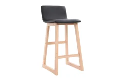 Miliboo Tabouret De Bar-Tabouret de bar bois clair et PU noir 65cm lot de 2 OSAKA