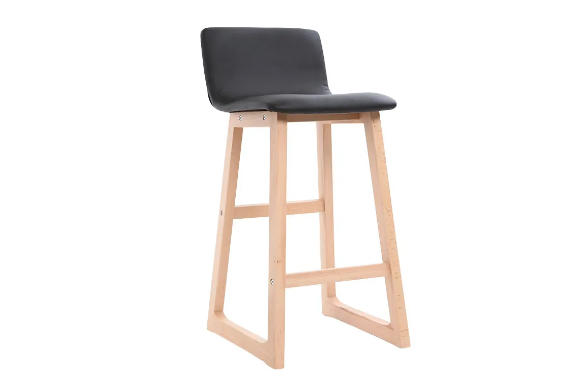 Miliboo Tabouret De Bar-Tabouret de bar bois clair et PU noir 65cm lot de 2 OSAKA