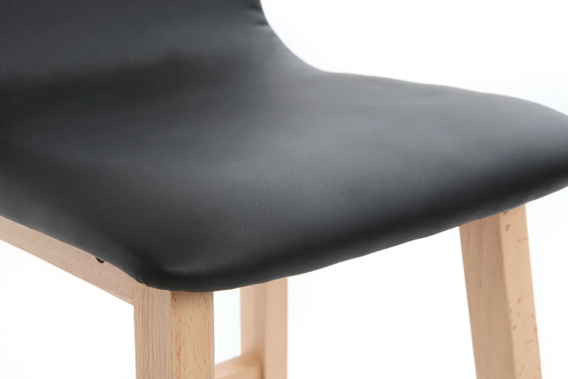 Miliboo Tabouret De Bar-Tabouret de bar bois clair et PU noir 65cm lot de 2 OSAKA