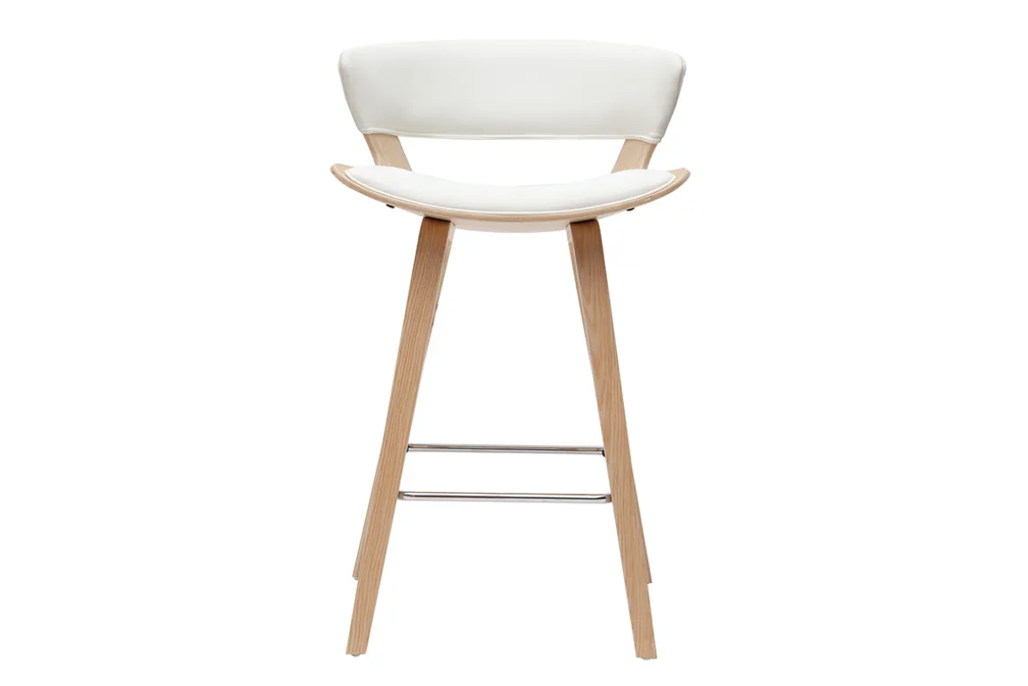 Miliboo Tabouret De Bar-Tabouret de bar design blanc et bois clair H65 cm SYRAH