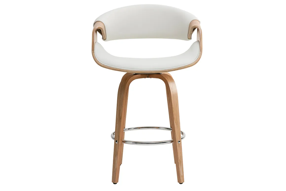 Miliboo Tabouret De Bar-Tabouret de bar design blanc et bois clair 65 cm ARAMIS
