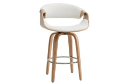 Miliboo Tabouret De Bar-Tabouret de bar design blanc et bois clair 65 cm ARAMIS