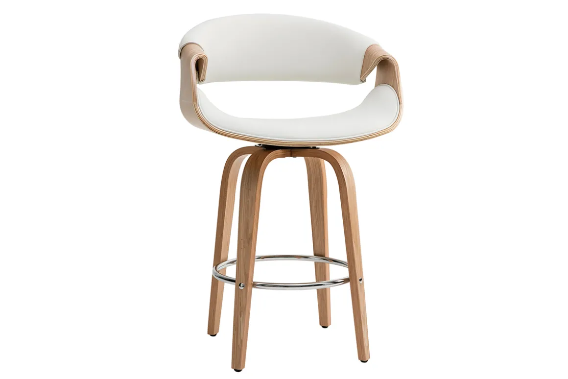 Miliboo Tabouret De Bar-Tabouret de bar design blanc et bois clair 65 cm ARAMIS