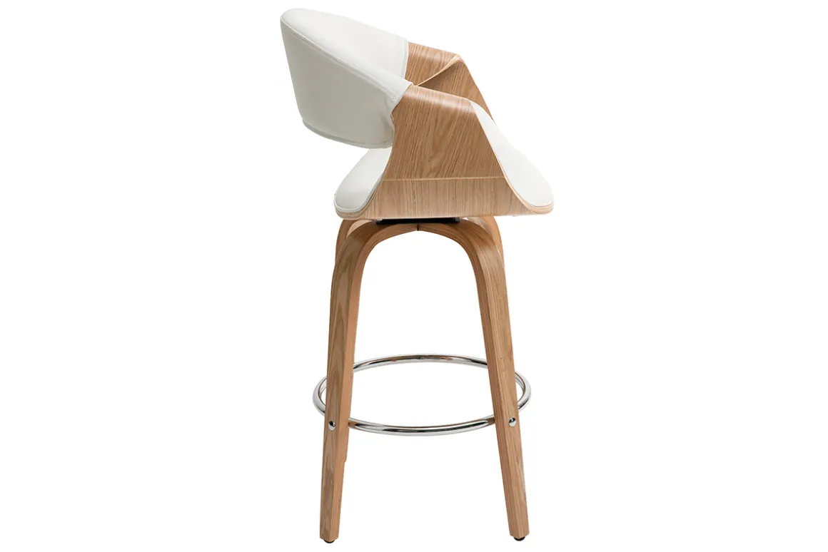 Miliboo Tabouret De Bar-Tabouret de bar design blanc et bois clair 65 cm ARAMIS