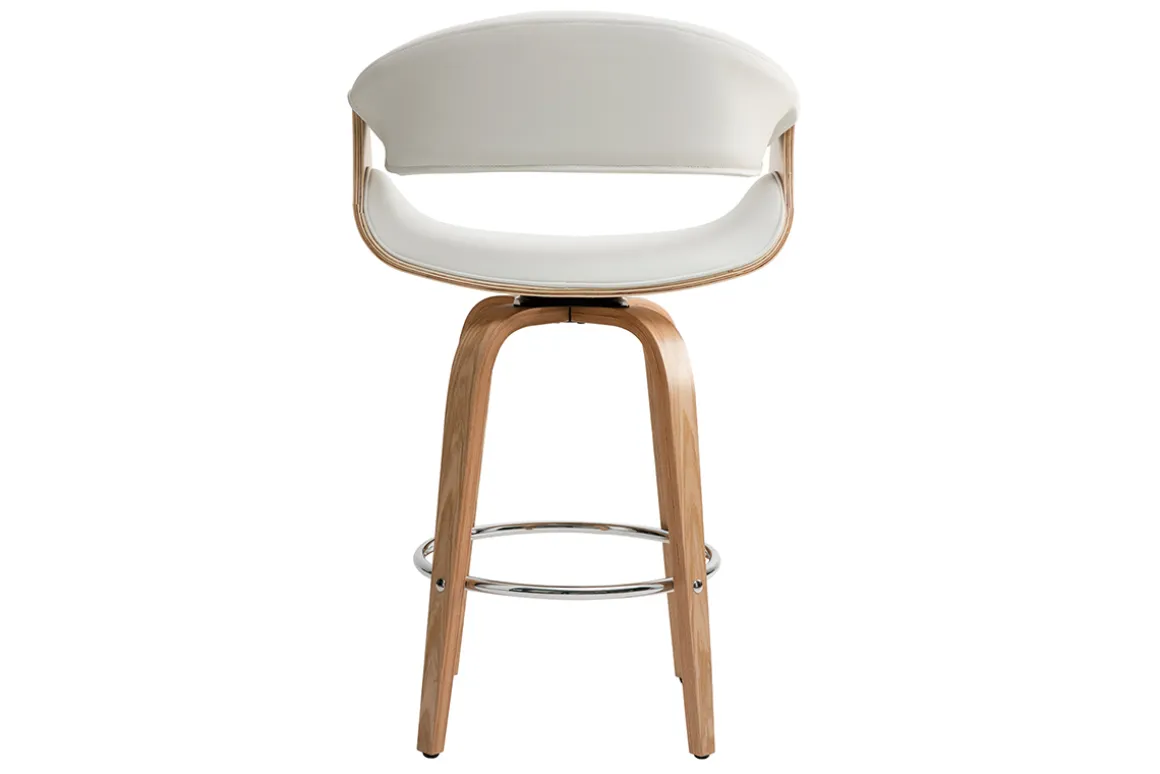 Miliboo Tabouret De Bar-Tabouret de bar design blanc et bois clair 65 cm ARAMIS