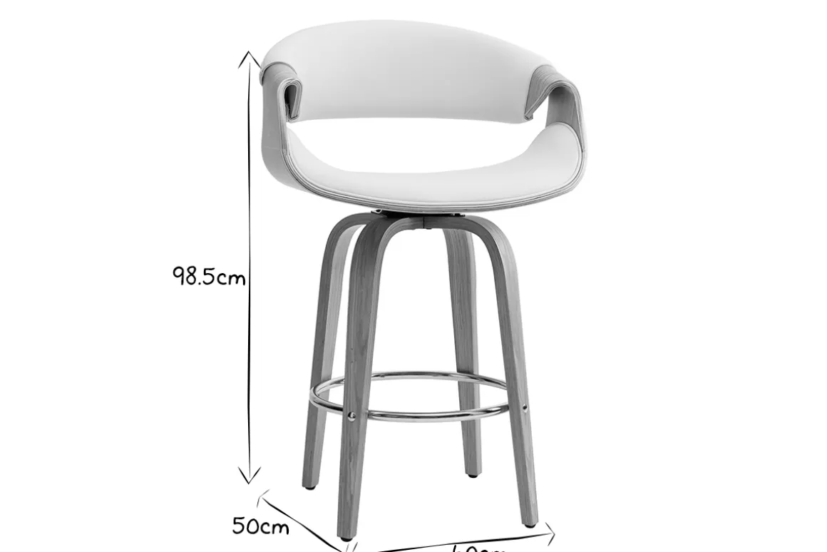 Miliboo Tabouret De Bar-Tabouret de bar design blanc et bois clair 65 cm ARAMIS
