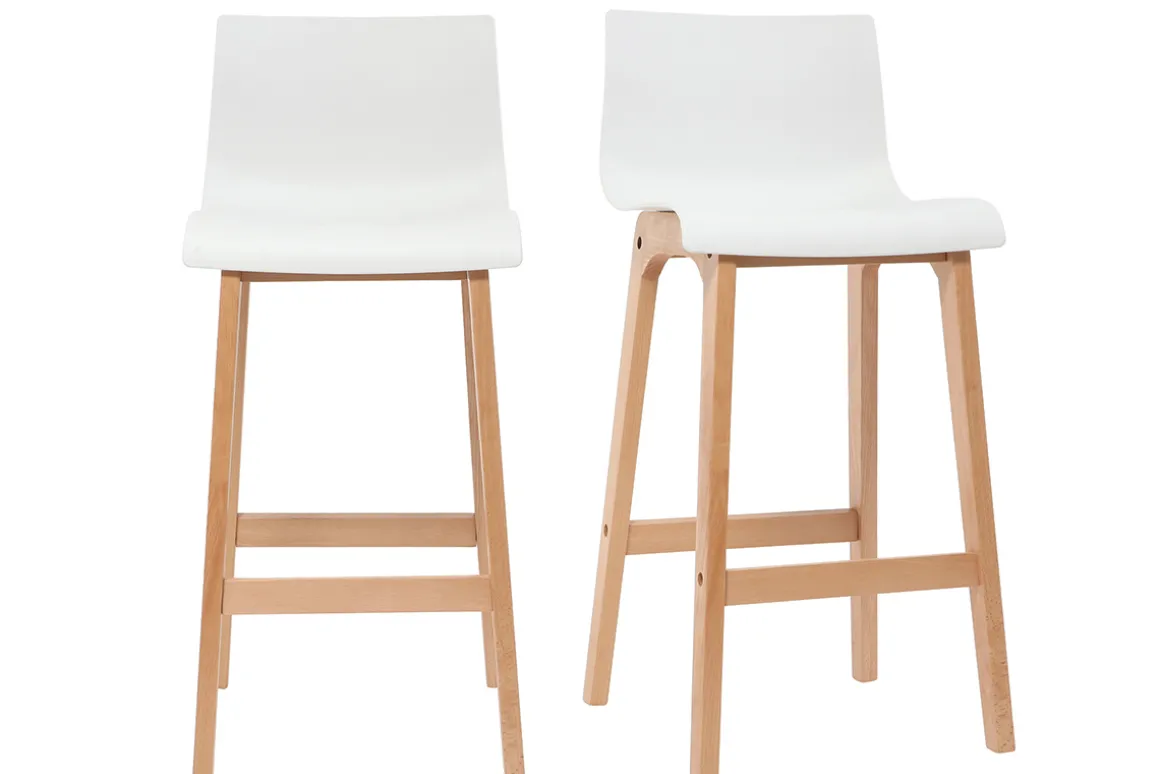 Miliboo Tabouret De Bar-Tabouret de bar design bois et blanc 75 cm (lot de 2) NEW SURF