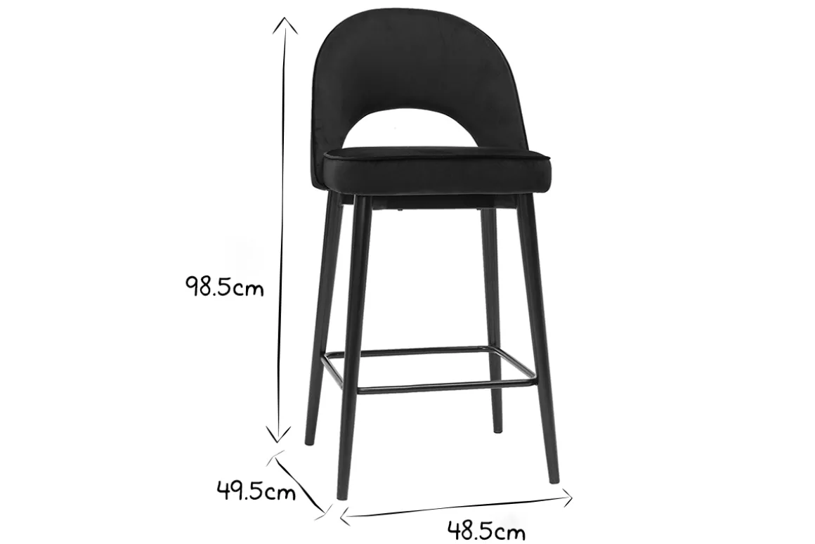 Miliboo Tabouret De Bar-Tabouret de bar design en velours noir et métal H69 cm BELLEROSE