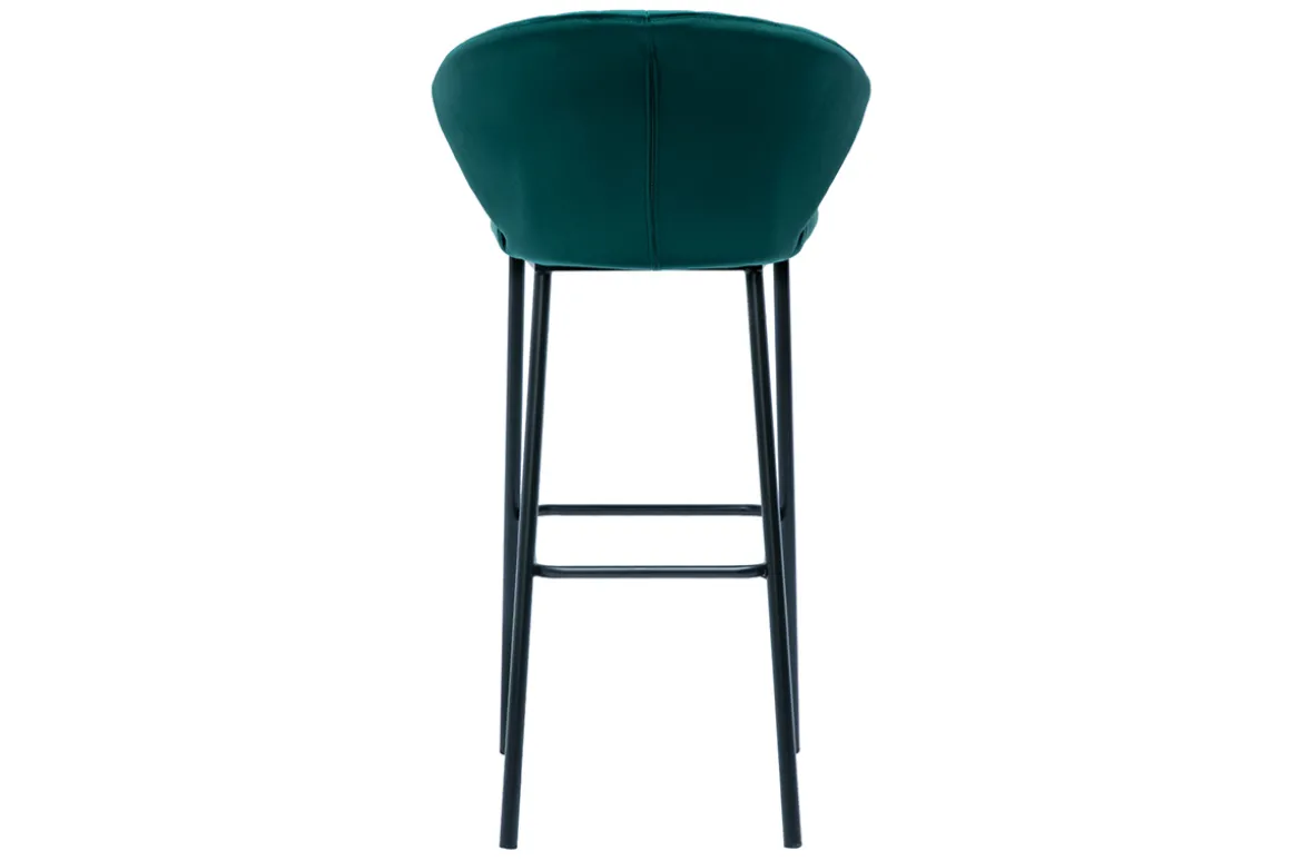 Miliboo Tabouret De Bar-Tabouret de bar design en tissu velours gaufré bleu canard H78 cm DALLY