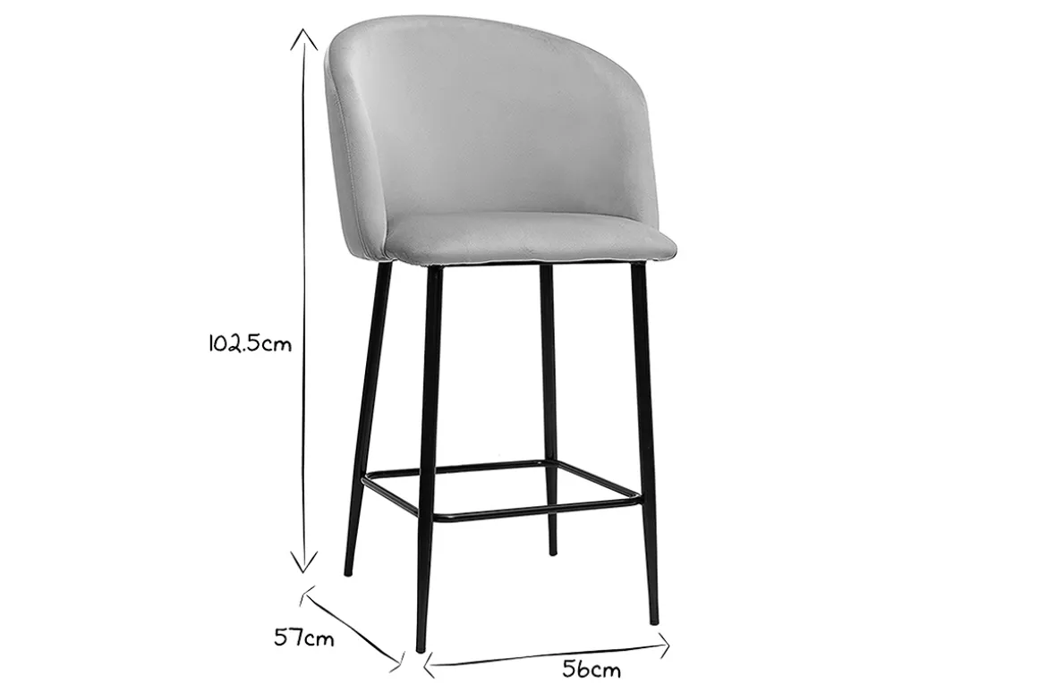 Miliboo Tabouret De Bar-Tabouret de bar design en velours taupe H68 cm VANITY