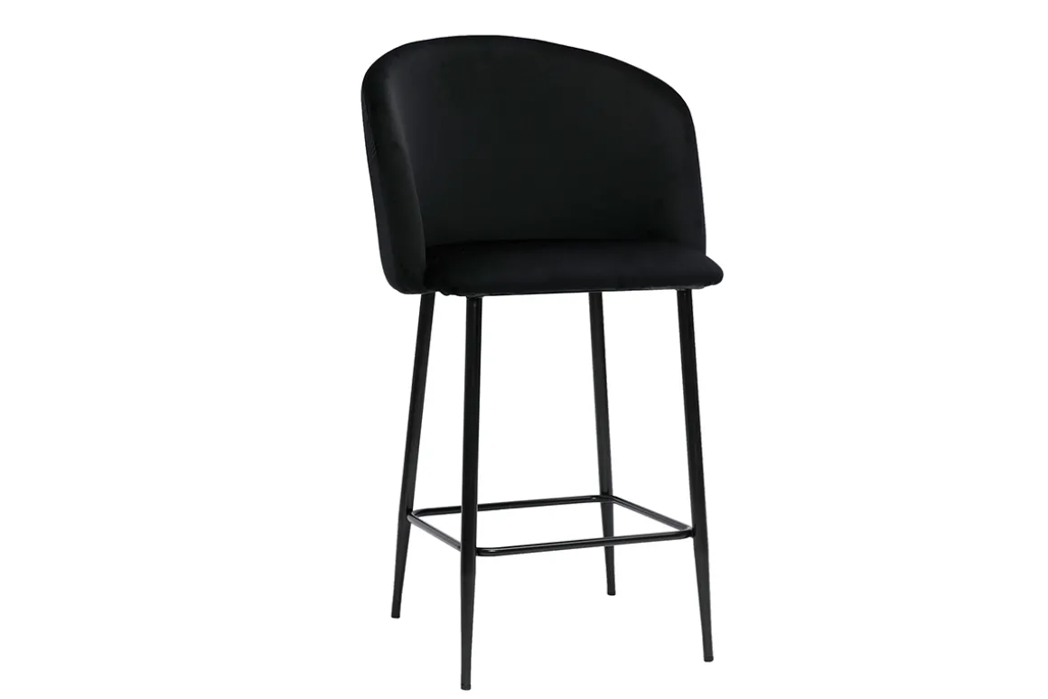 Miliboo Tabouret De Bar-Tabouret de bar design en velours noir H68 cm VANITY