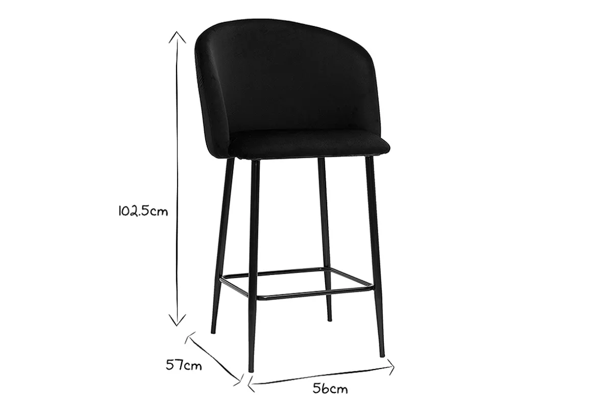 Miliboo Tabouret De Bar-Tabouret de bar design en velours noir H68 cm VANITY