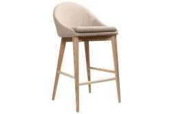 Miliboo Tabouret De Bar-Tabouret de bar design en tissu beige et bois clair 65 cm DALIA