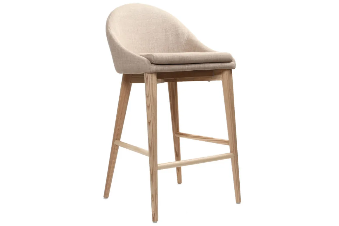 Miliboo Tabouret De Bar-Tabouret de bar design en tissu beige et bois clair 65 cm DALIA