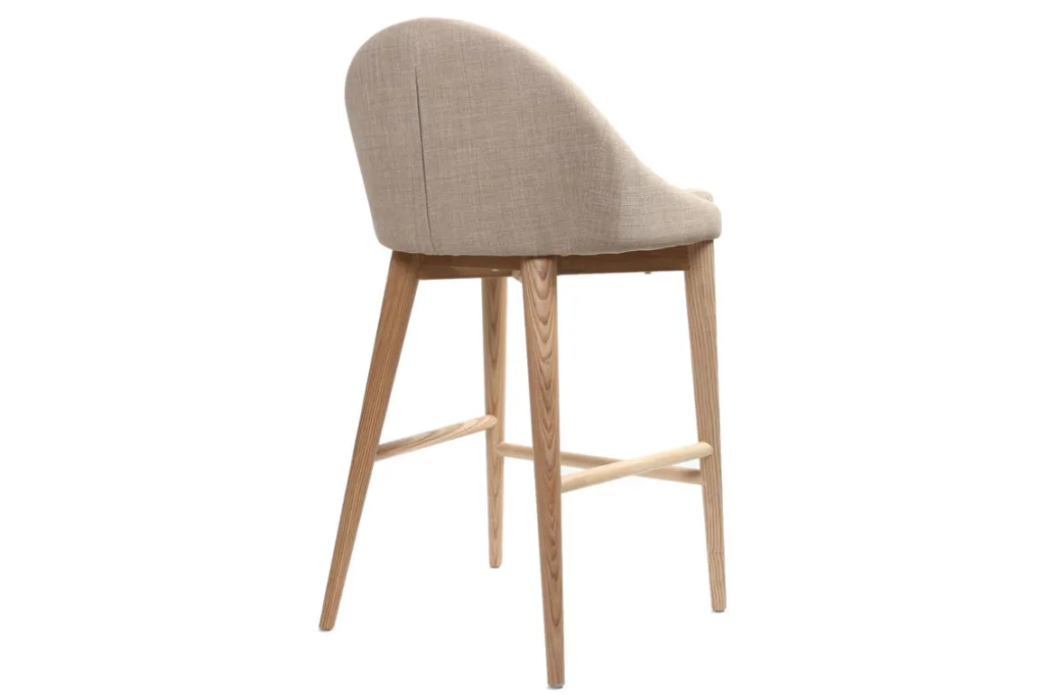 Miliboo Tabouret De Bar-Tabouret de bar design en tissu beige et bois clair 65 cm DALIA