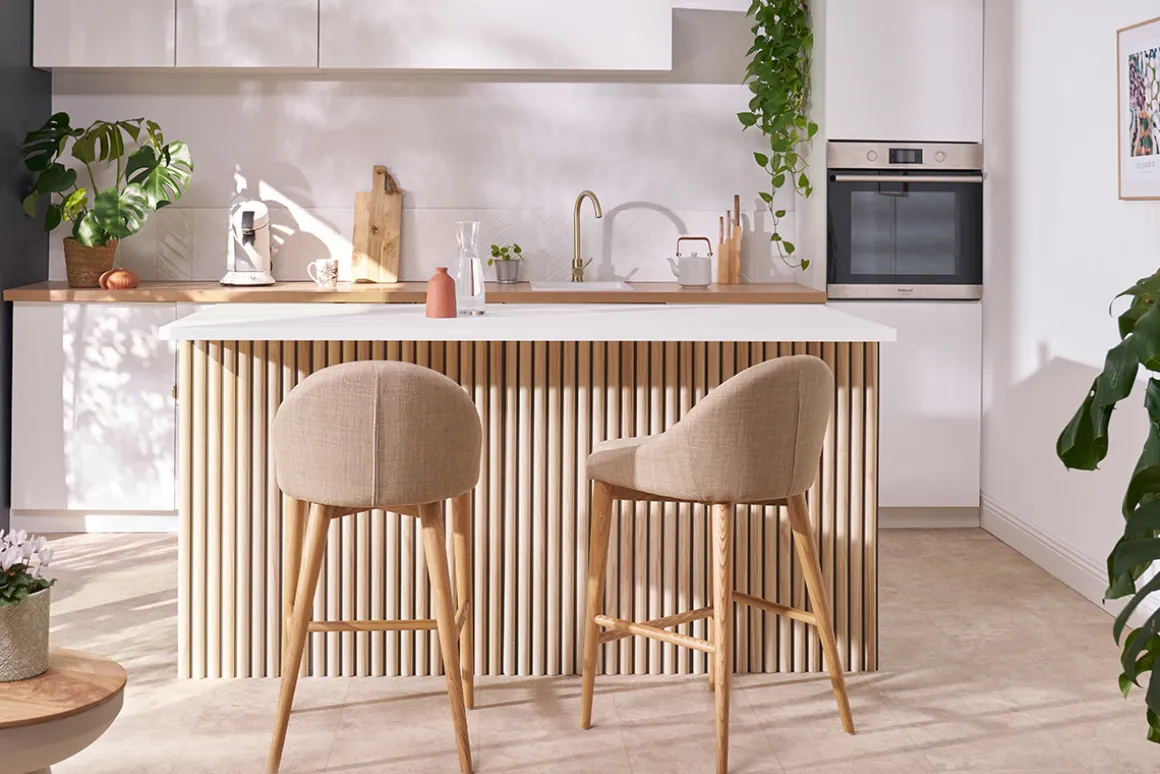 Miliboo Tabouret De Bar-Tabouret de bar design en tissu beige et bois clair 65 cm DALIA