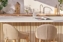 Miliboo Tabouret De Bar-Tabouret de bar design en tissu beige et bois clair 65 cm DALIA