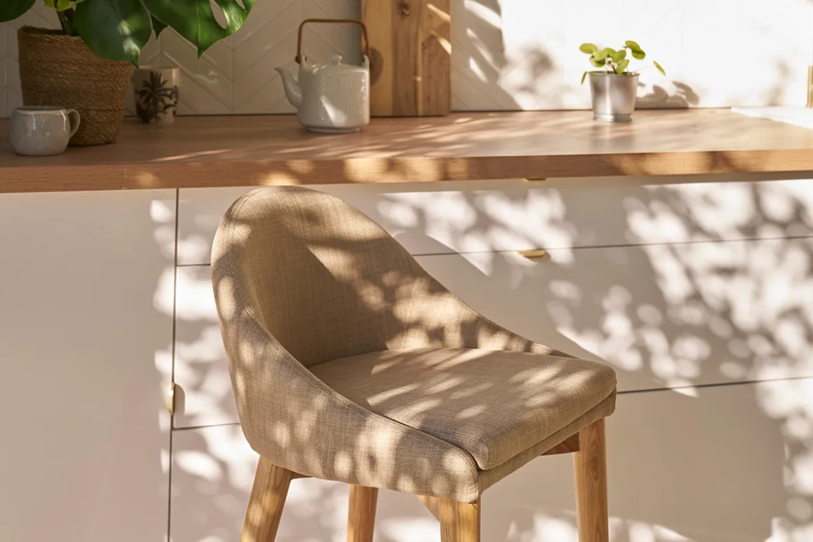 Miliboo Tabouret De Bar-Tabouret de bar design en tissu beige et bois clair 65 cm DALIA