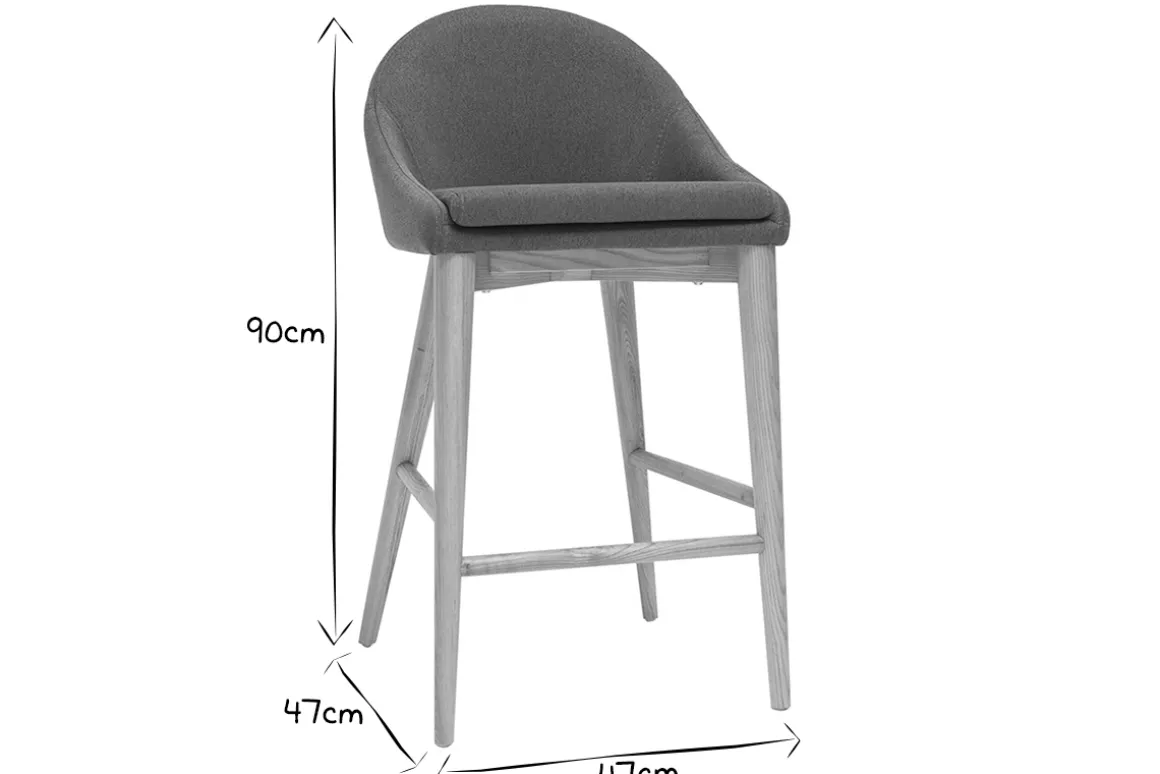 Miliboo Tabouret De Bar-Tabouret de bar design en tissu beige et bois clair 65 cm DALIA