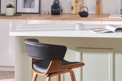 Miliboo Tabouret De Bar-Tabouret de bar design noir et bois foncé H65 cm SYRAH