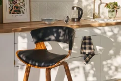 Miliboo Tabouret De Bar-Tabouret de bar design noir et bois foncé H65 cm SYRAH