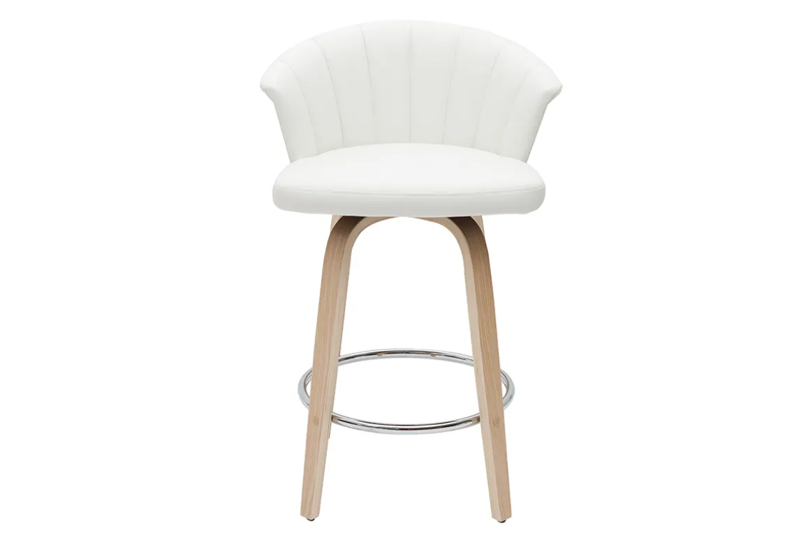 Miliboo Tabouret De Bar-Tabouret de bar design pivotant blanc et bois clair H65cm ALBIN