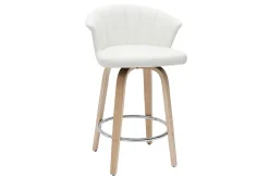Miliboo Tabouret De Bar-Tabouret de bar design pivotant blanc et bois clair H65cm ALBIN