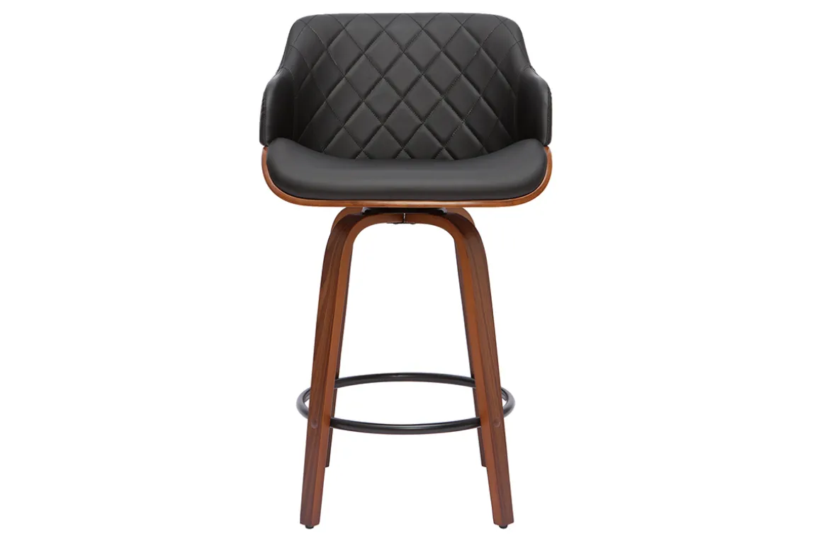 Miliboo Tabouret De Bar-Tabouret de bar design pivotant 360° noir et bois foncé H65 cm LUCIEN