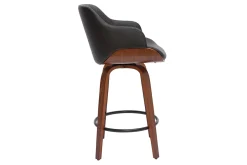 Miliboo Tabouret De Bar-Tabouret de bar design pivotant 360° noir et bois foncé H65 cm LUCIEN