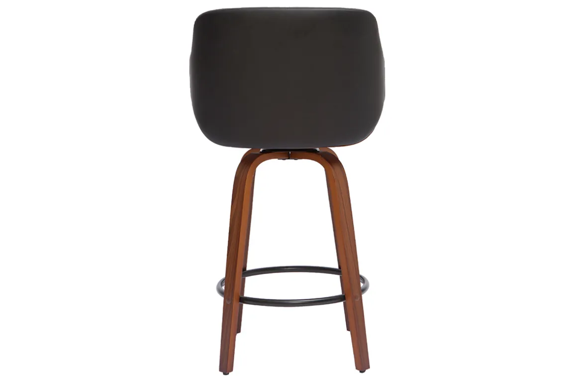 Miliboo Tabouret De Bar-Tabouret de bar design pivotant 360° noir et bois foncé H65 cm LUCIEN