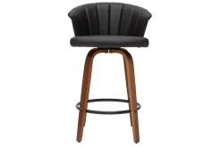 Miliboo Tabouret De Bar-Tabouret de bar design pivotant noir et bois foncé H65cm ALBIN