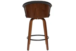 Miliboo Tabouret De Bar-Tabouret de bar design pivotant noir et bois foncé H65cm ALBIN