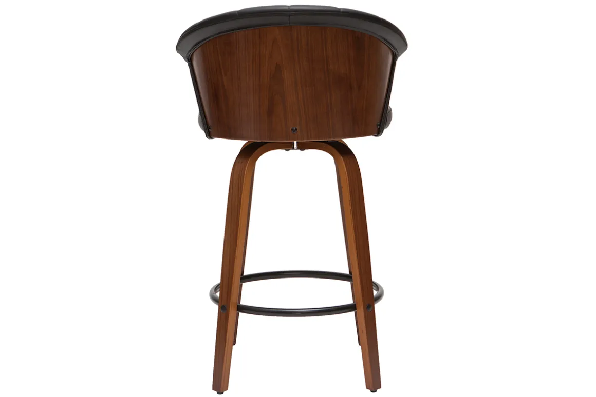 Miliboo Tabouret De Bar-Tabouret de bar design pivotant noir et bois foncé H65cm ALBIN