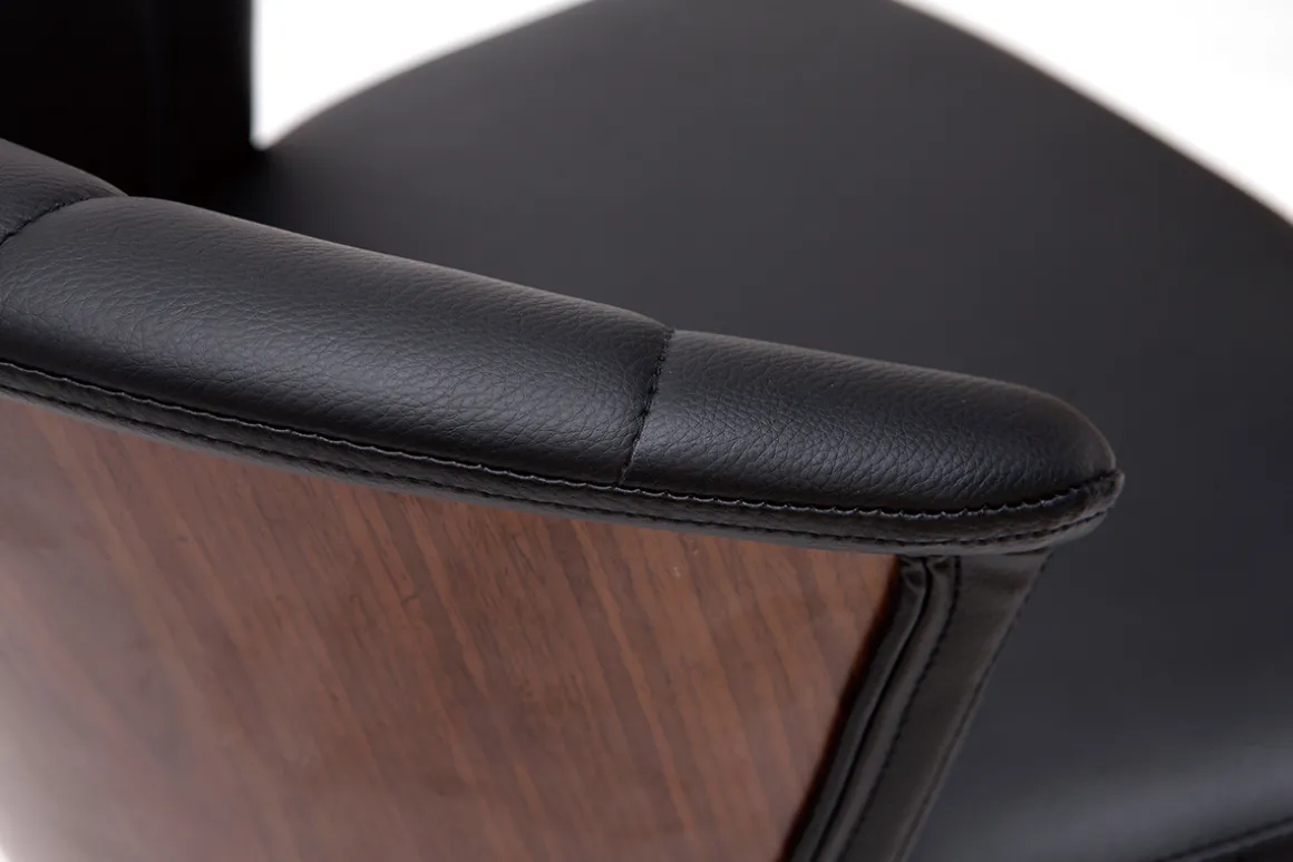 Miliboo Tabouret De Bar-Tabouret de bar design pivotant noir et bois foncé H65cm ALBIN