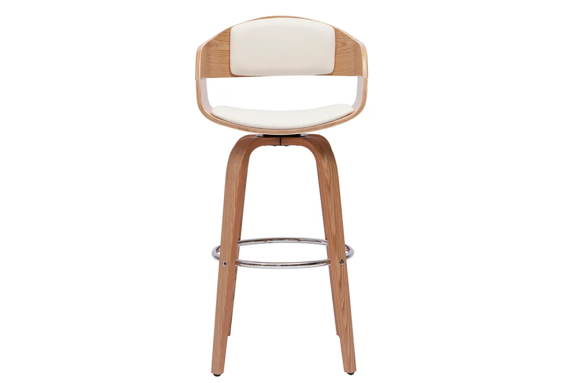 Miliboo Tabouret De Bar-Tabouret de bar design pivotant blanc et bois clair H65 cm GAO
