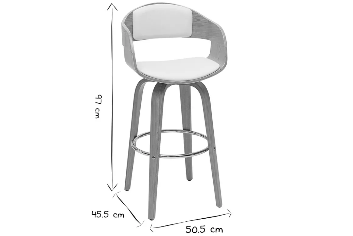 Miliboo Tabouret De Bar-Tabouret de bar design pivotant blanc et bois clair H65 cm GAO