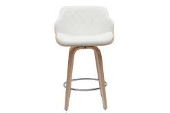 Miliboo Tabouret De Bar-Tabouret de bar design pivotant 360° blanc et bois clair H65 cm LUCIEN