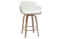 Miliboo Tabouret De Bar-Tabouret de bar design pivotant 360° blanc et bois clair H65 cm LUCIEN