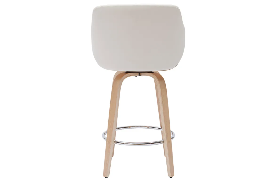 Miliboo Tabouret De Bar-Tabouret de bar design pivotant 360° blanc et bois clair H65 cm LUCIEN