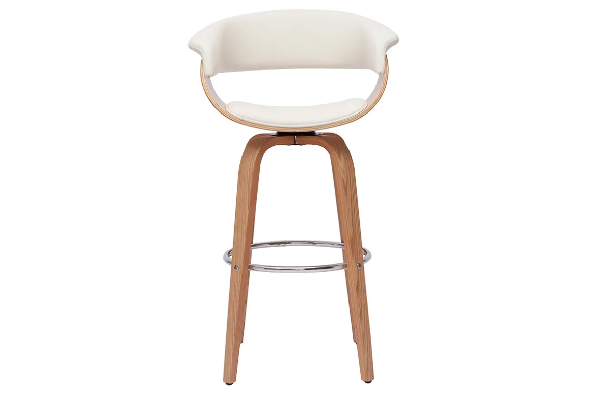 Miliboo Tabouret De Bar-Tabouret de bar design pivotant blanc et bois clair H67 cm OKTAV